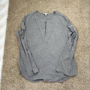 James Perse 100% Cotton V Neck Long Sleeve Top Size 2 (Medium)